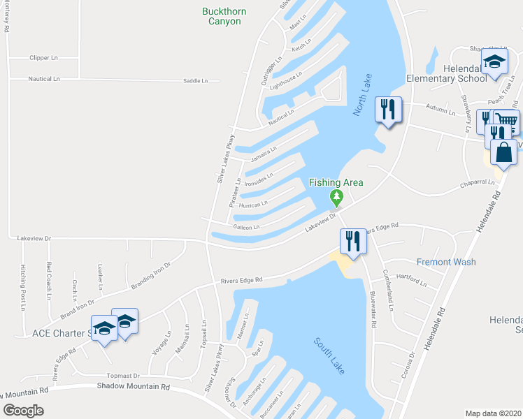 map of restaurants, bars, coffee shops, grocery stores, and more near 14401 Hurricane Lane in Helendale