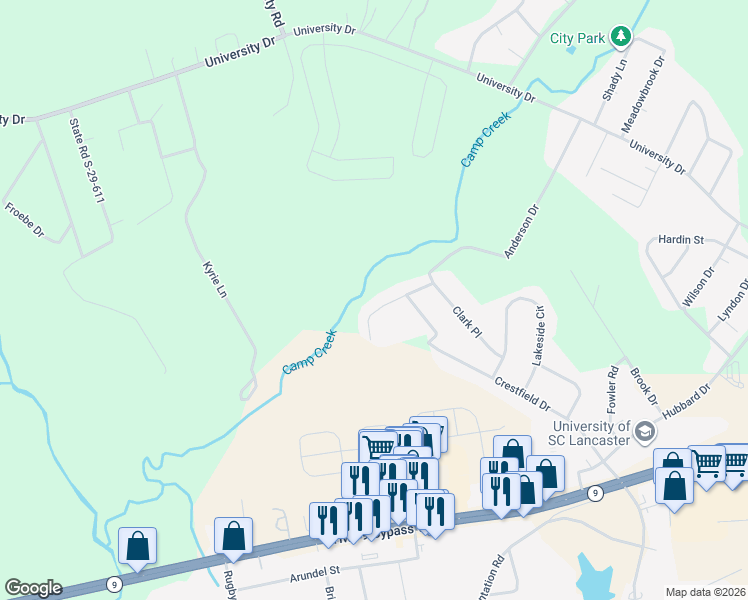 map of restaurants, bars, coffee shops, grocery stores, and more near 1801 Millwood Road in Lancaster