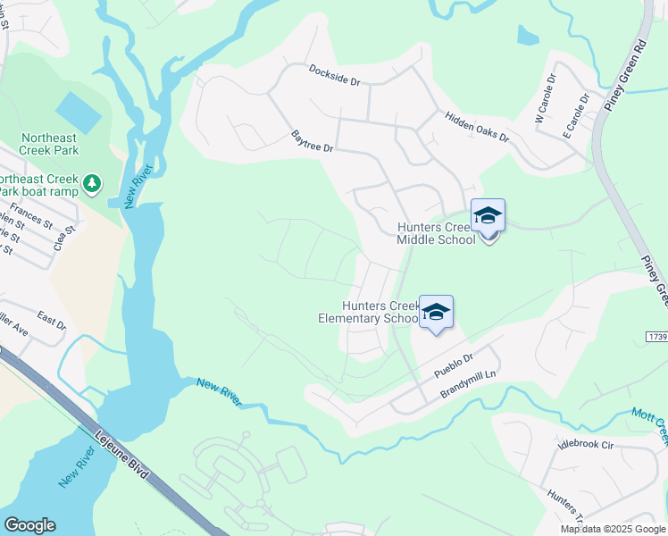 map of restaurants, bars, coffee shops, grocery stores, and more near 109 Long Acre Drive in Jacksonville