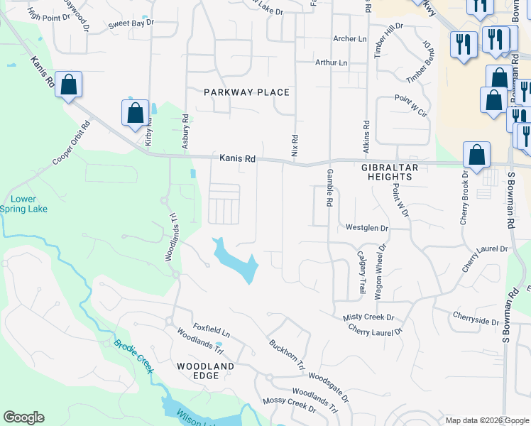 map of restaurants, bars, coffee shops, grocery stores, and more near in Little Rock
