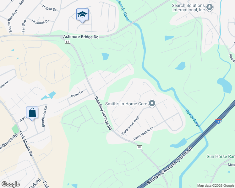 map of restaurants, bars, coffee shops, grocery stores, and more near 1863 Standing Springs Road in Greenville