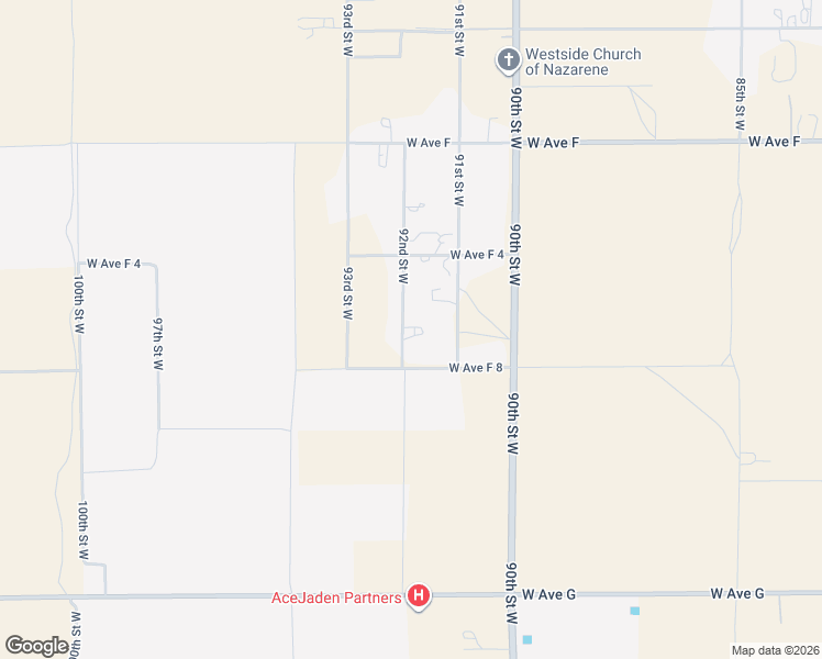 map of restaurants, bars, coffee shops, grocery stores, and more near 47242 92nd Street West in Lancaster