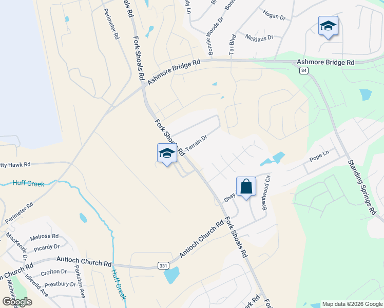 map of restaurants, bars, coffee shops, grocery stores, and more near 1503 Fork Shoals Road in Greenville