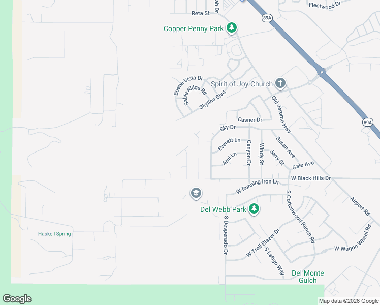 map of restaurants, bars, coffee shops, grocery stores, and more near 2111 Gerrysue Dr in Clarkdale