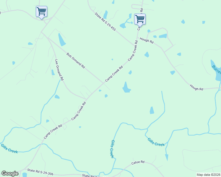 map of restaurants, bars, coffee shops, grocery stores, and more near 2118 Camp Creek Road in Lancaster