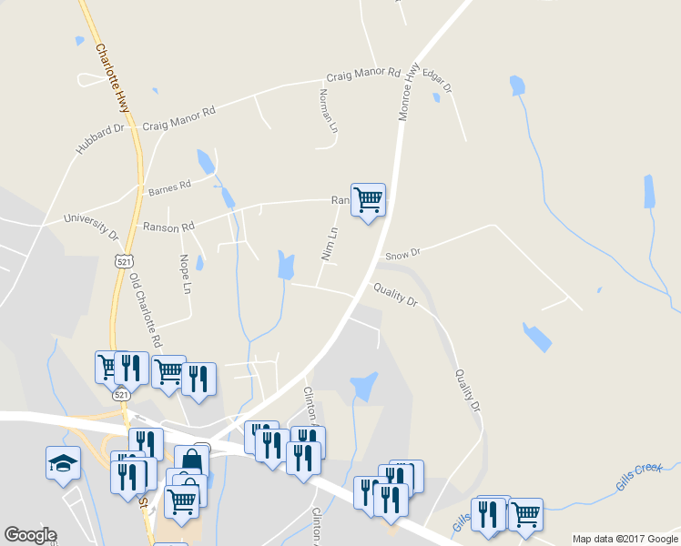 map of restaurants, bars, coffee shops, grocery stores, and more near 121 Travis Lane in Lancaster
