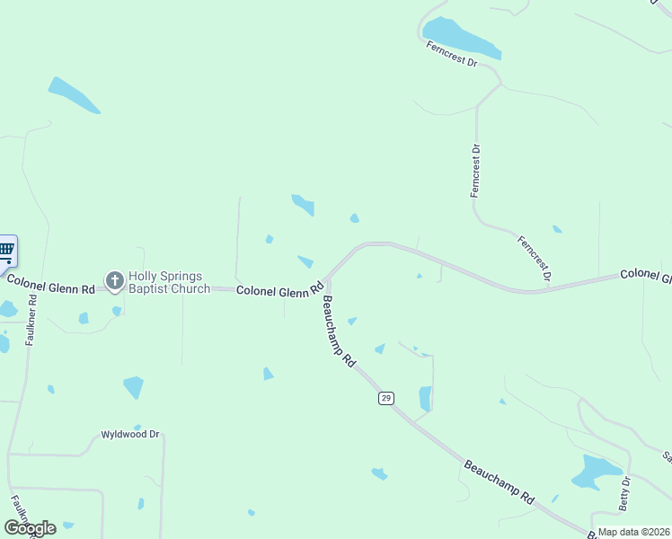 map of restaurants, bars, coffee shops, grocery stores, and more near 21211 Colonel Glenn Road in Little Rock