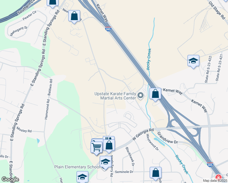 map of restaurants, bars, coffee shops, grocery stores, and more near 307 Hartland Place in Simpsonville