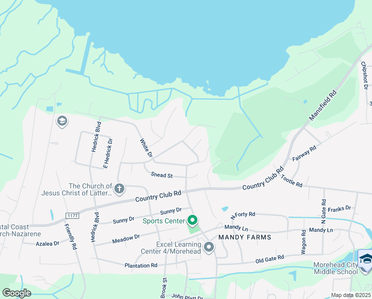 map of restaurants, bars, coffee shops, grocery stores, and more near 1107 Mickelson Way in Morehead City