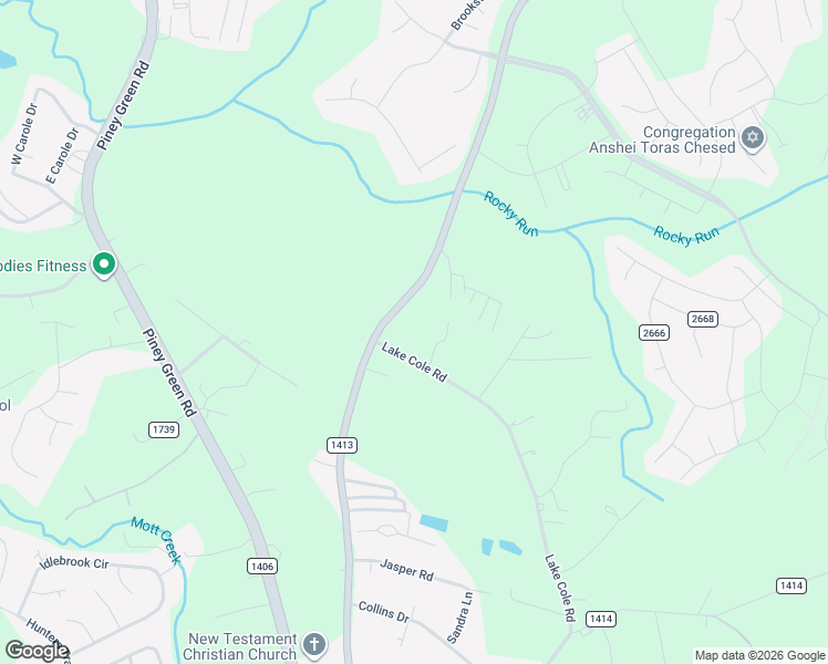 map of restaurants, bars, coffee shops, grocery stores, and more near 1394 Lake Cole Road in Piney Green