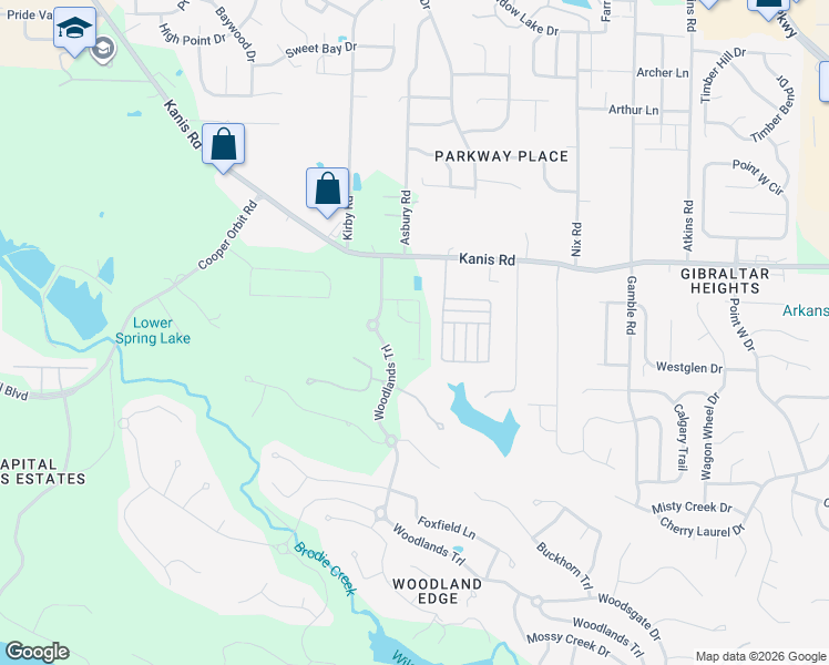 map of restaurants, bars, coffee shops, grocery stores, and more near 112 Taylor Park Loop in Little Rock
