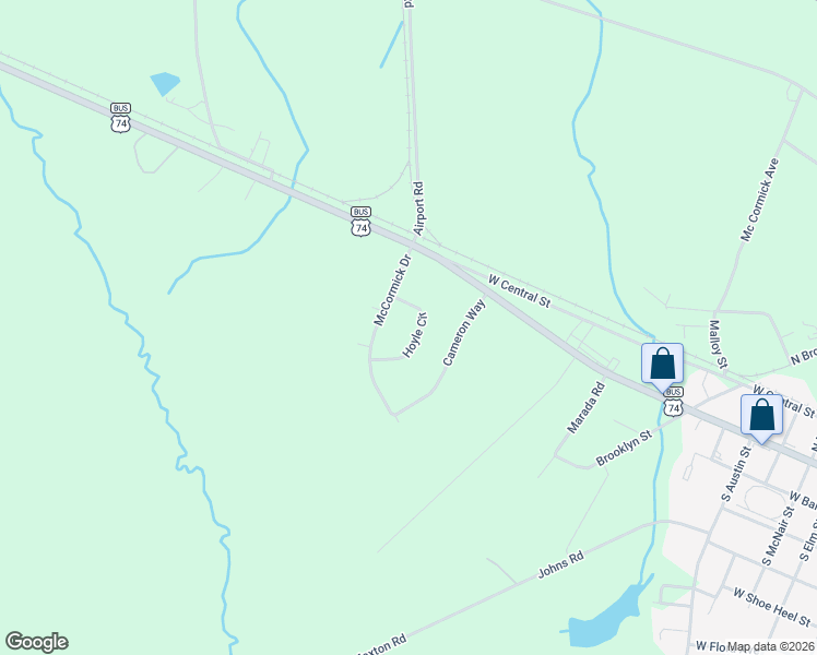 map of restaurants, bars, coffee shops, grocery stores, and more near 22540 Hoyle Circle in Maxton