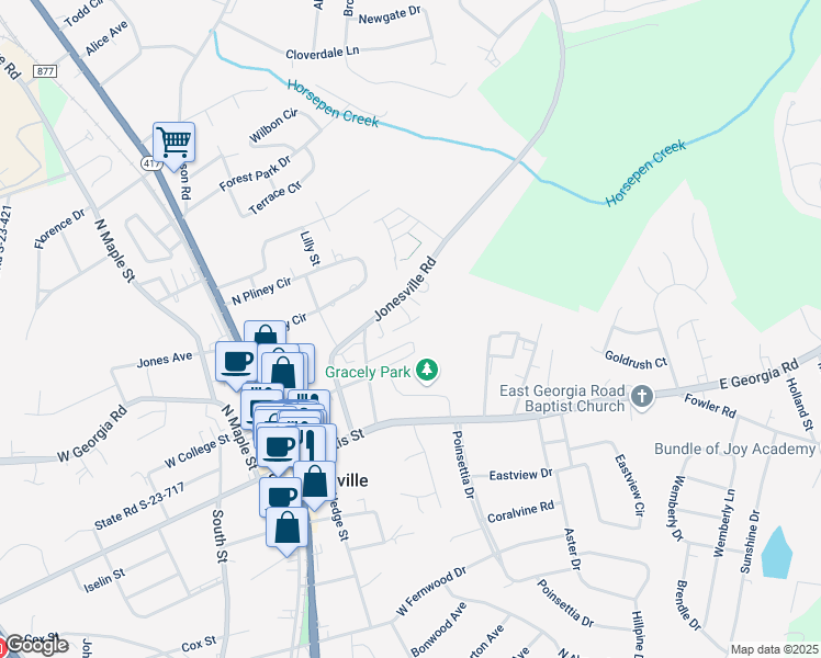 map of restaurants, bars, coffee shops, grocery stores, and more near 15 Ruby Bay Lane in Simpsonville