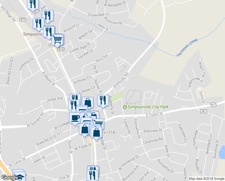 map of restaurants, bars, coffee shops, grocery stores, and more near 200 Emerald Park Court in Simpsonville