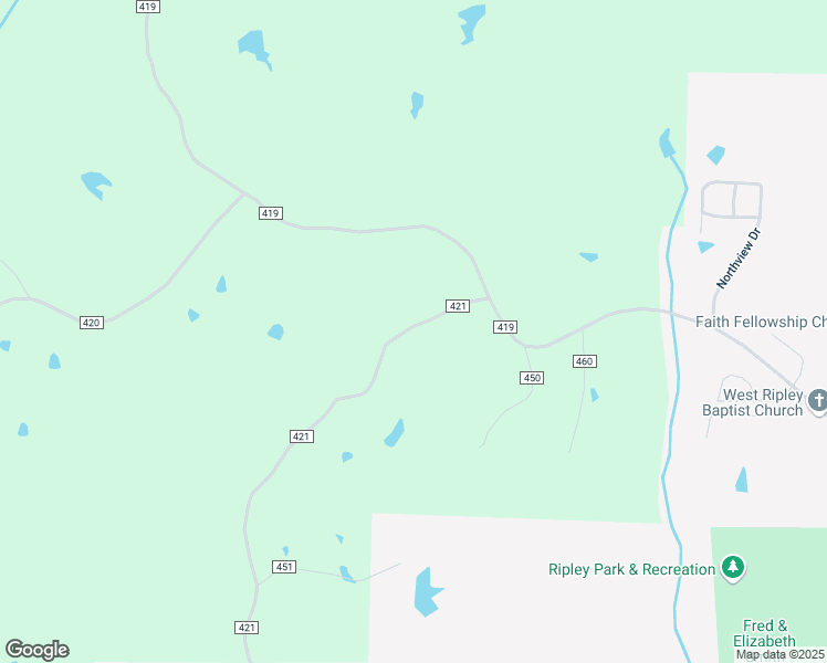 map of restaurants, bars, coffee shops, grocery stores, and more near 1240 County Road 421 in Ripley