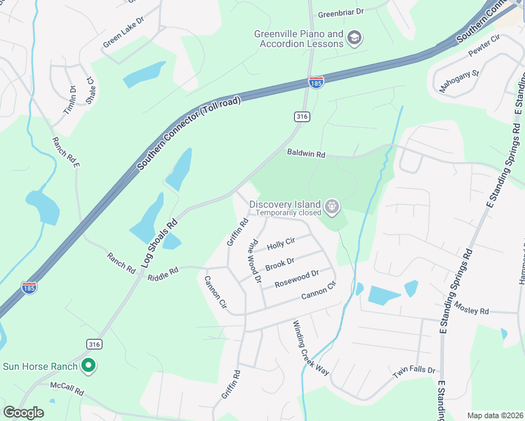 map of restaurants, bars, coffee shops, grocery stores, and more near 1 Pine Wood Drive in Greenville