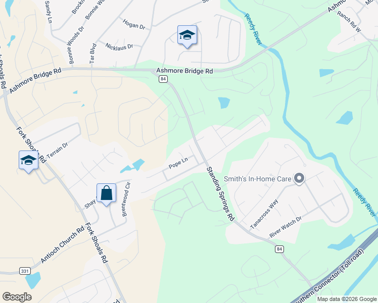 map of restaurants, bars, coffee shops, grocery stores, and more near 3 Pope Lane in Greenville