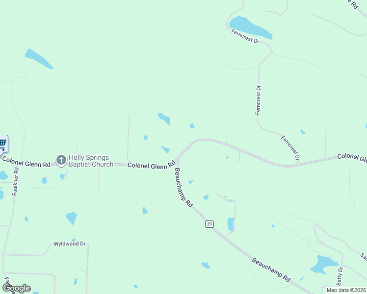 map of restaurants, bars, coffee shops, grocery stores, and more near 21211-21247 Colonel Glenn Road in Little Rock