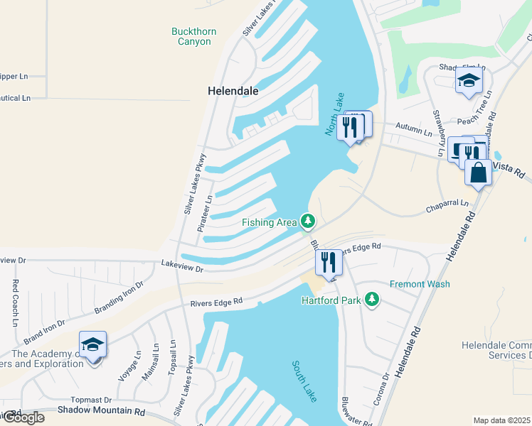 map of restaurants, bars, coffee shops, grocery stores, and more near 14493 Hurricane Lane in Helendale