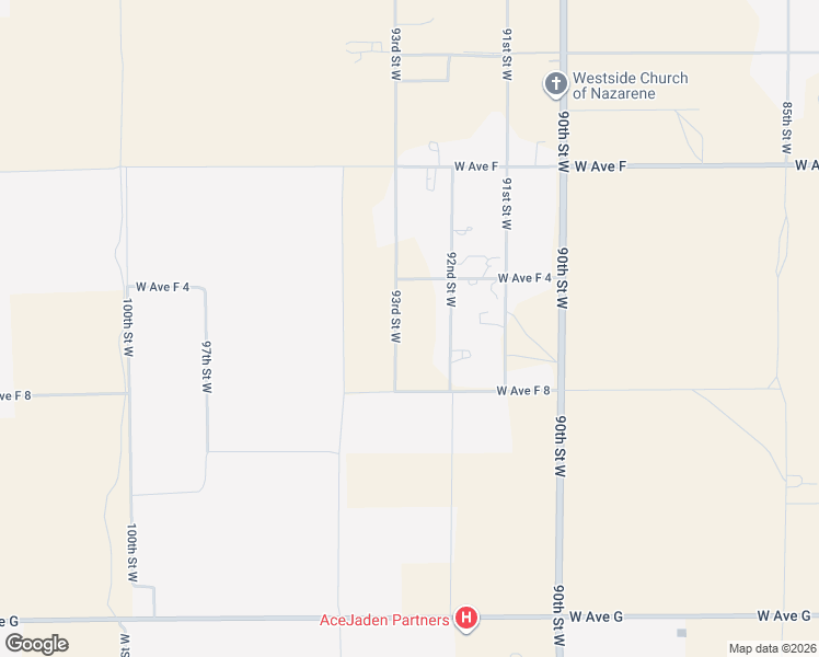 map of restaurants, bars, coffee shops, grocery stores, and more near 47306 93rd Street West in Lancaster