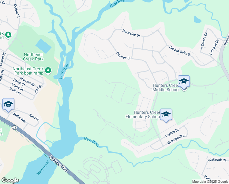 map of restaurants, bars, coffee shops, grocery stores, and more near Ranch Hand Lane in Jacksonville