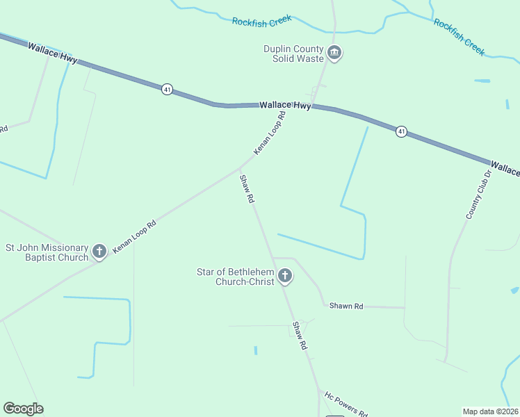 map of restaurants, bars, coffee shops, grocery stores, and more near 139 Shaw Road in Wallace