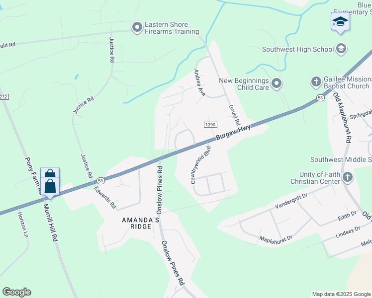 map of restaurants, bars, coffee shops, grocery stores, and more near 1798 Burgaw Highway in Jacksonville