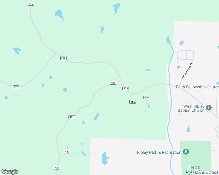 map of restaurants, bars, coffee shops, grocery stores, and more near 1240 County Road 421 in Ripley