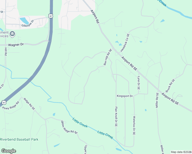 map of restaurants, bars, coffee shops, grocery stores, and more near 136 Tuxedo Way in Dalton