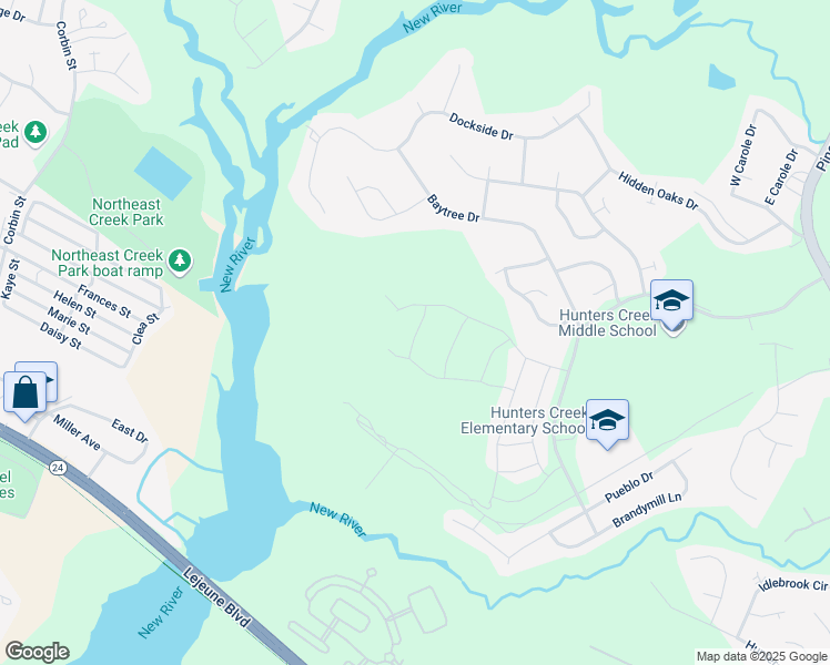 map of restaurants, bars, coffee shops, grocery stores, and more near Ranch Hand Lane in Jacksonville