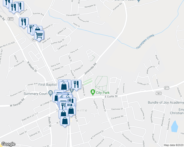 map of restaurants, bars, coffee shops, grocery stores, and more near 114 Silver Brook Drive in Simpsonville