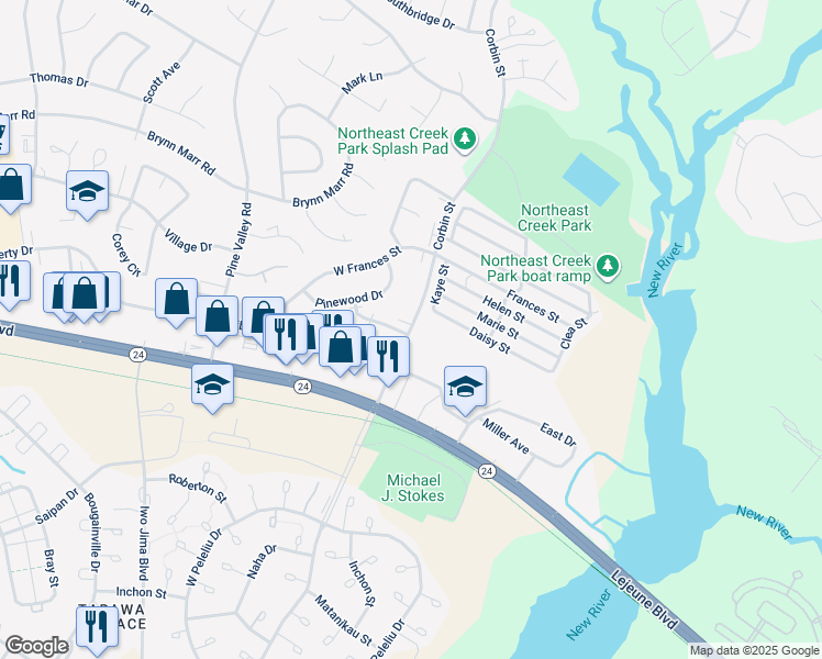 map of restaurants, bars, coffee shops, grocery stores, and more near 400 Hammock Lane in Jacksonville