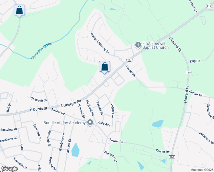 map of restaurants, bars, coffee shops, grocery stores, and more near 1216 East Georgia Road in Simpsonville