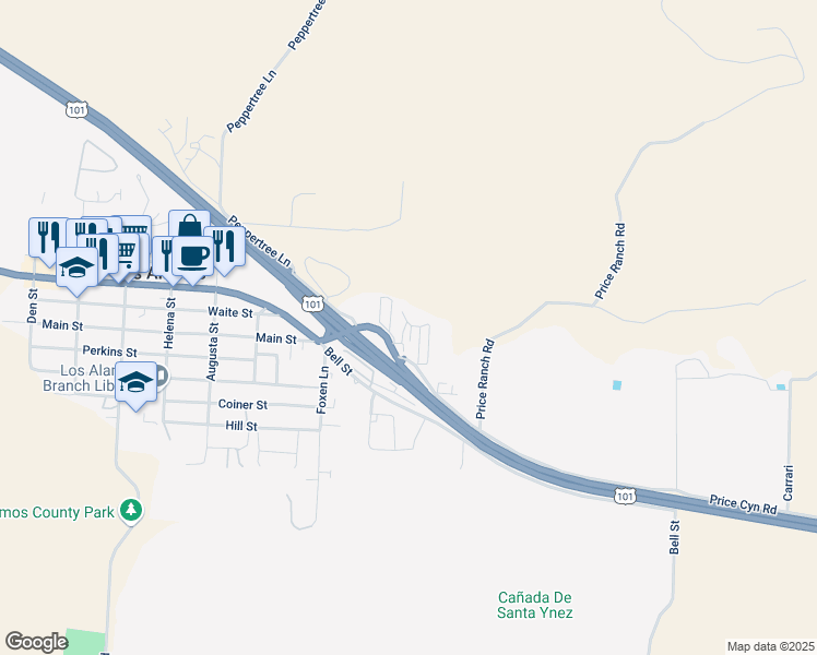 map of restaurants, bars, coffee shops, grocery stores, and more near 9270 U.S. 101 in Los Alamos