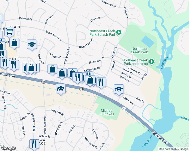 map of restaurants, bars, coffee shops, grocery stores, and more near 1100 Hammock Lane in Jacksonville