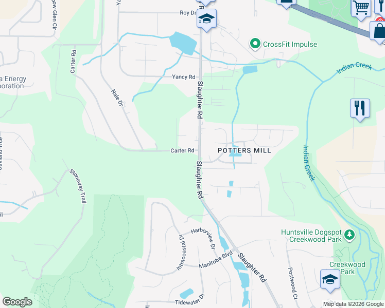 map of restaurants, bars, coffee shops, grocery stores, and more near 1578 Slaughter Road in Madison