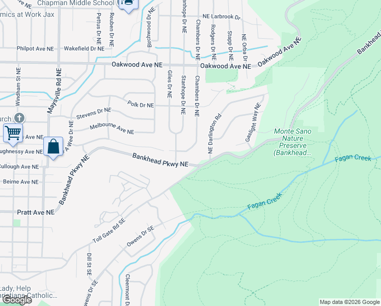 map of restaurants, bars, coffee shops, grocery stores, and more near 707 Chambers Drive Northeast in Huntsville