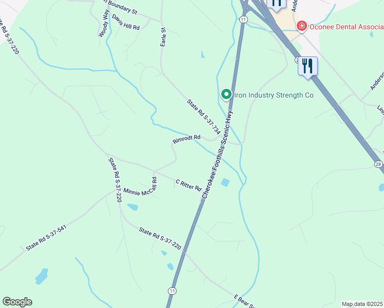 map of restaurants, bars, coffee shops, grocery stores, and more near 546 Rimrodt Road in Walhalla