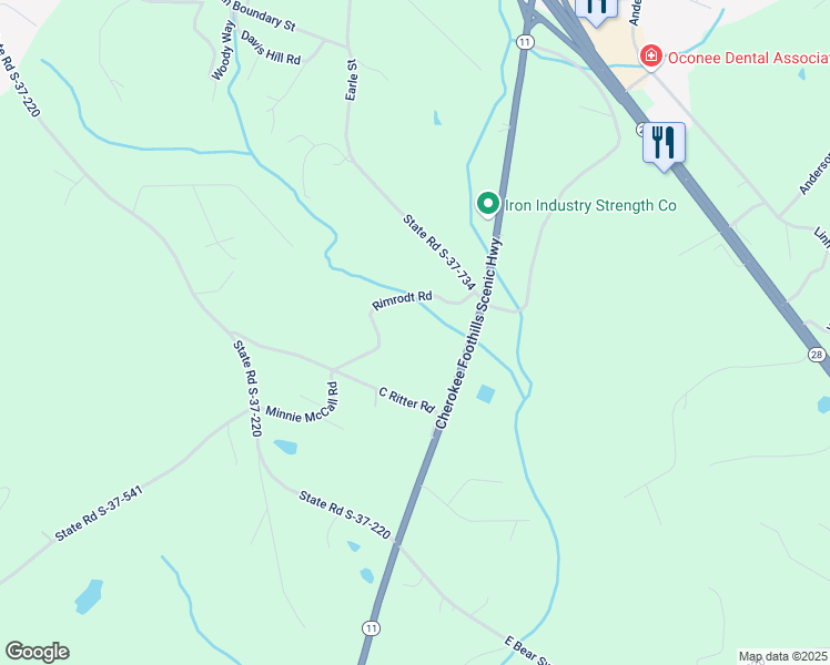 map of restaurants, bars, coffee shops, grocery stores, and more near 546 Rimrodt Road in Walhalla