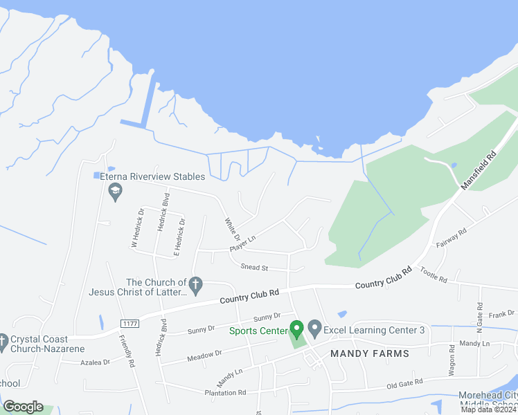 map of restaurants, bars, coffee shops, grocery stores, and more near 1216 Woods Court in Morehead City