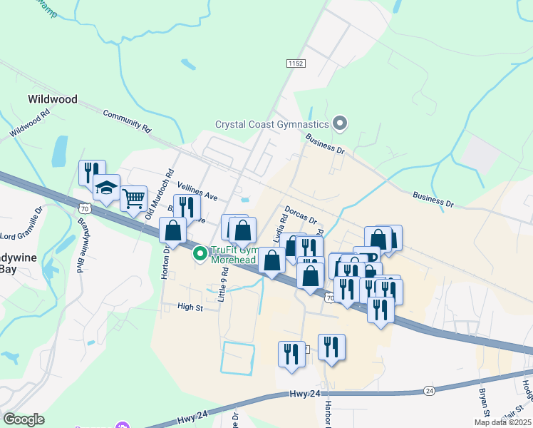 map of restaurants, bars, coffee shops, grocery stores, and more near 169 Arthur Farm Road in Newport