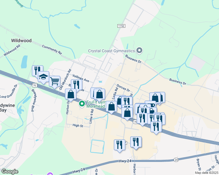 map of restaurants, bars, coffee shops, grocery stores, and more near 169 Arthur Farm Road in Newport