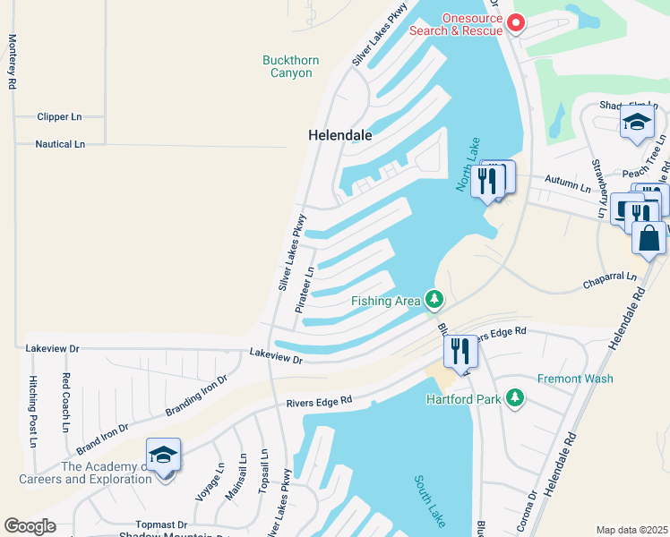 map of restaurants, bars, coffee shops, grocery stores, and more near 14410 Ironsides Lane in Helendale