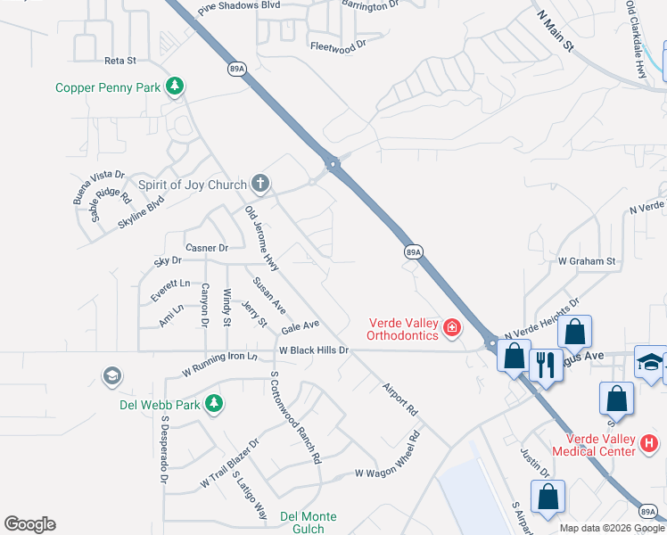 map of restaurants, bars, coffee shops, grocery stores, and more near 2081 Crossroads Boulevard in Clarkdale