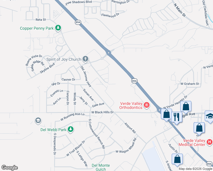 map of restaurants, bars, coffee shops, grocery stores, and more near 2081 Crossroads Boulevard in Clarkdale