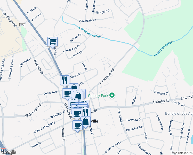 map of restaurants, bars, coffee shops, grocery stores, and more near 210 South Pliney Circle in Simpsonville