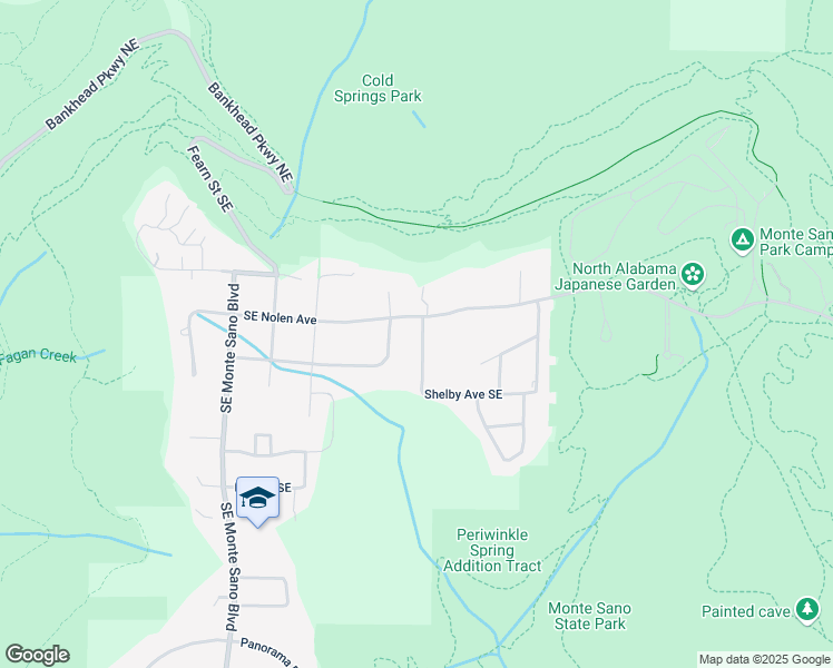 map of restaurants, bars, coffee shops, grocery stores, and more near 4012 Shelby Avenue Southeast in Huntsville