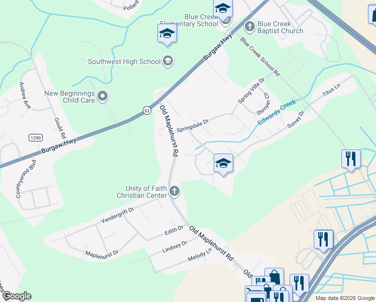 map of restaurants, bars, coffee shops, grocery stores, and more near 1210 Gerald Drive in Jacksonville