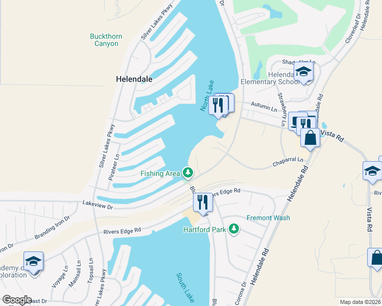 map of restaurants, bars, coffee shops, grocery stores, and more near 27026 Reef Lane in Helendale
