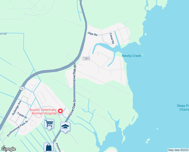 map of restaurants, bars, coffee shops, grocery stores, and more near 181 Piver Road in Beaufort